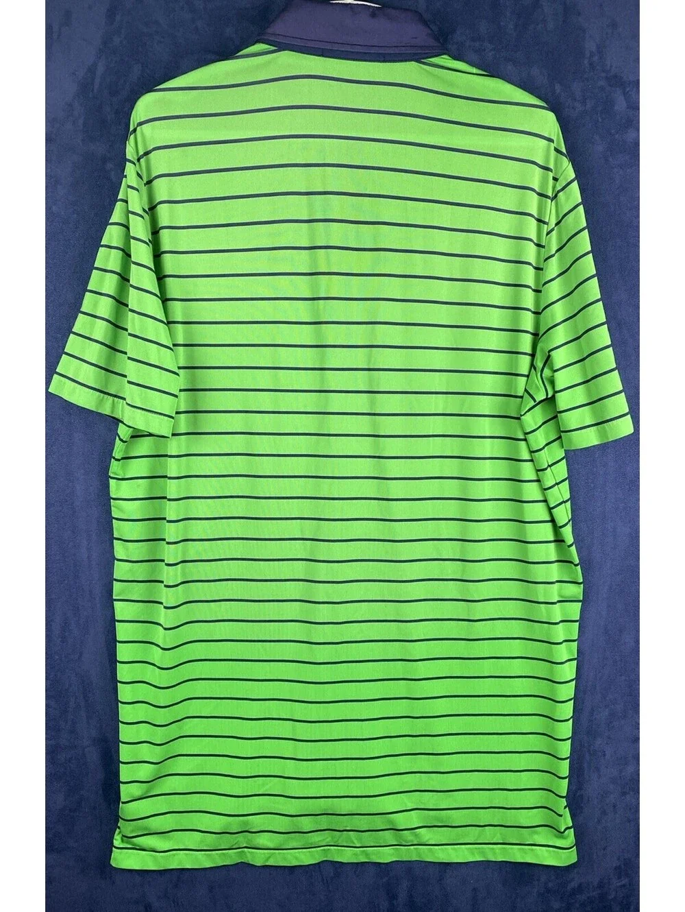 RLX Ralph Lauren Mens Sz Large Green Navy Striped Stretch Golf Polo Shirt